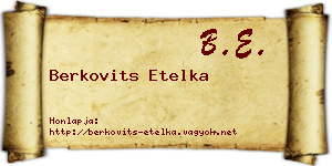 Berkovits Etelka névjegykártya